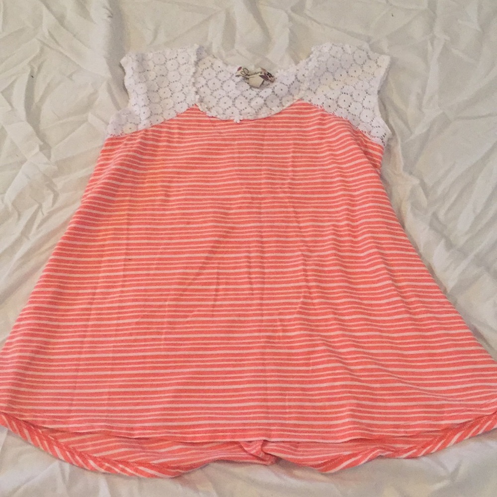 Lace short sleeve shirt with stripes